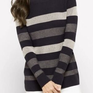 Market & Spruce Blue and Cream Striped Crewneck Sweater